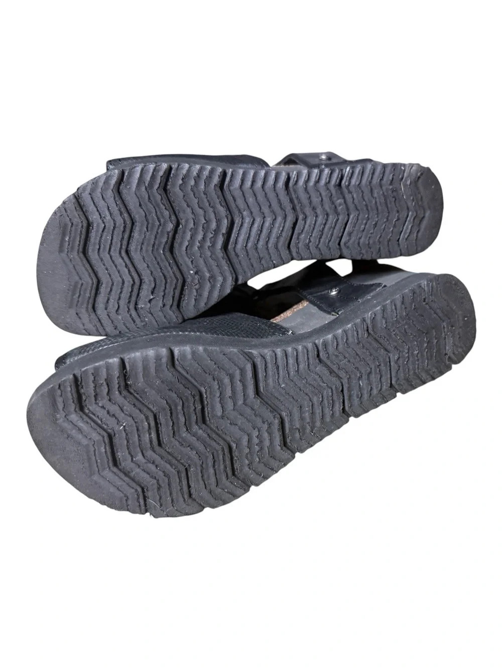 OTBT Women's Waypoint Black Leather Wedge Sandals 7